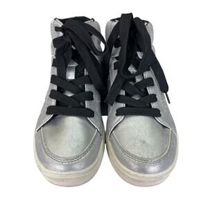 Art Class Girl's Metallic Faux Leather High-Top Sneakers Silver Size 2